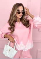 Tepláková súprava z koronką Lace Trace ružový