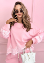 Tepláková súprava z koronką Lace Trace ružový