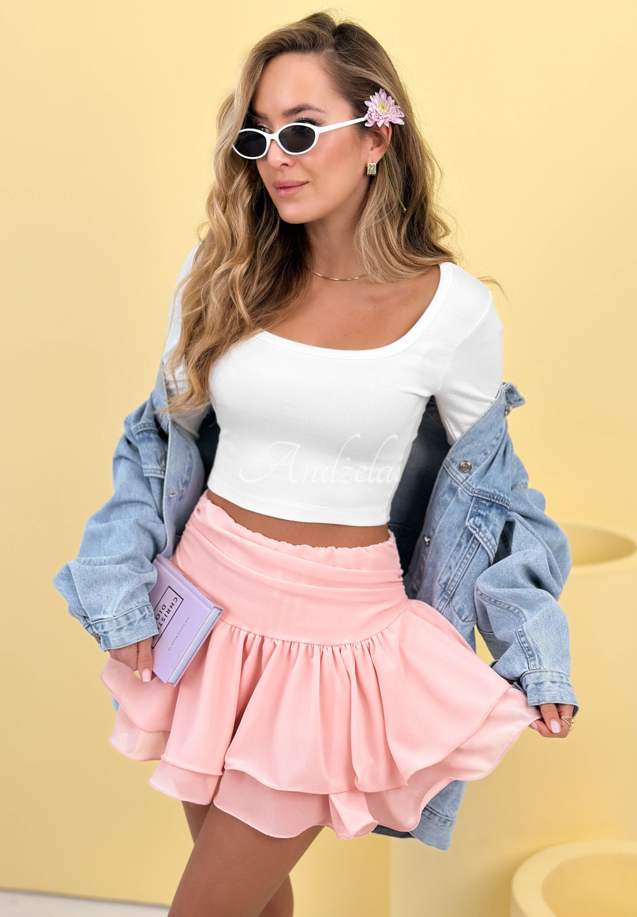 Sukňo-šortky s volánikom All Over Again ružové