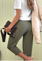 Eleganckie Nohavice wide leg z paskiem Begin Doing khaki