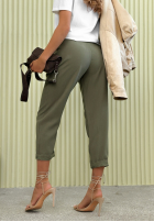 Eleganckie Nohavice wide leg z paskiem Begin Doing khaki