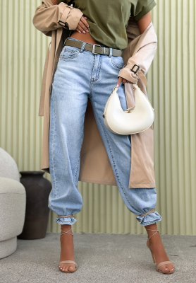 Dž&iacute;nsy balloon s opaskom Freya modr&eacute;