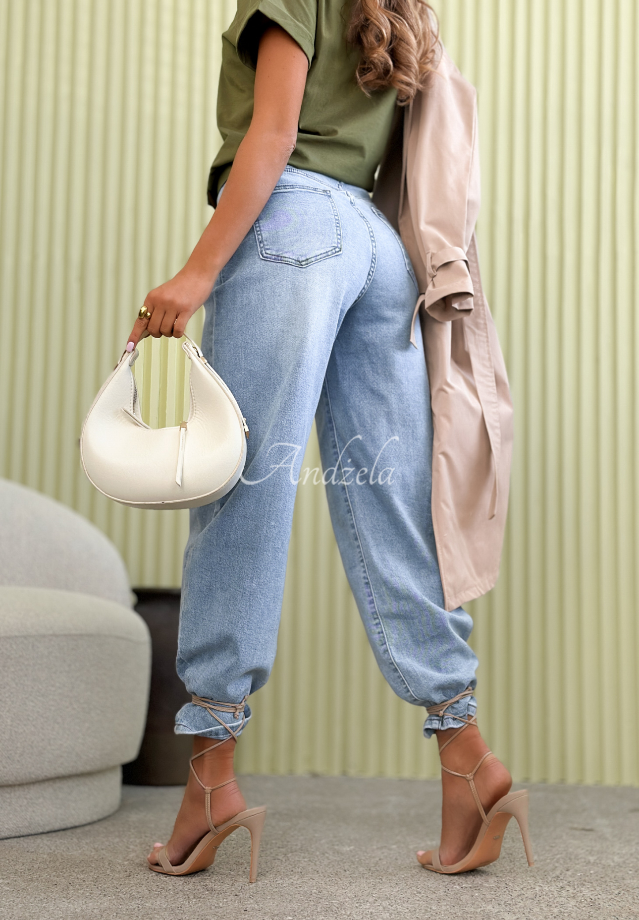 Džínsy balloon s opaskom Freya modré