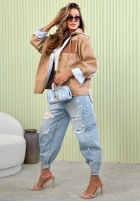 Krátka Bunda z kołnierzem Brookfield Place béžová