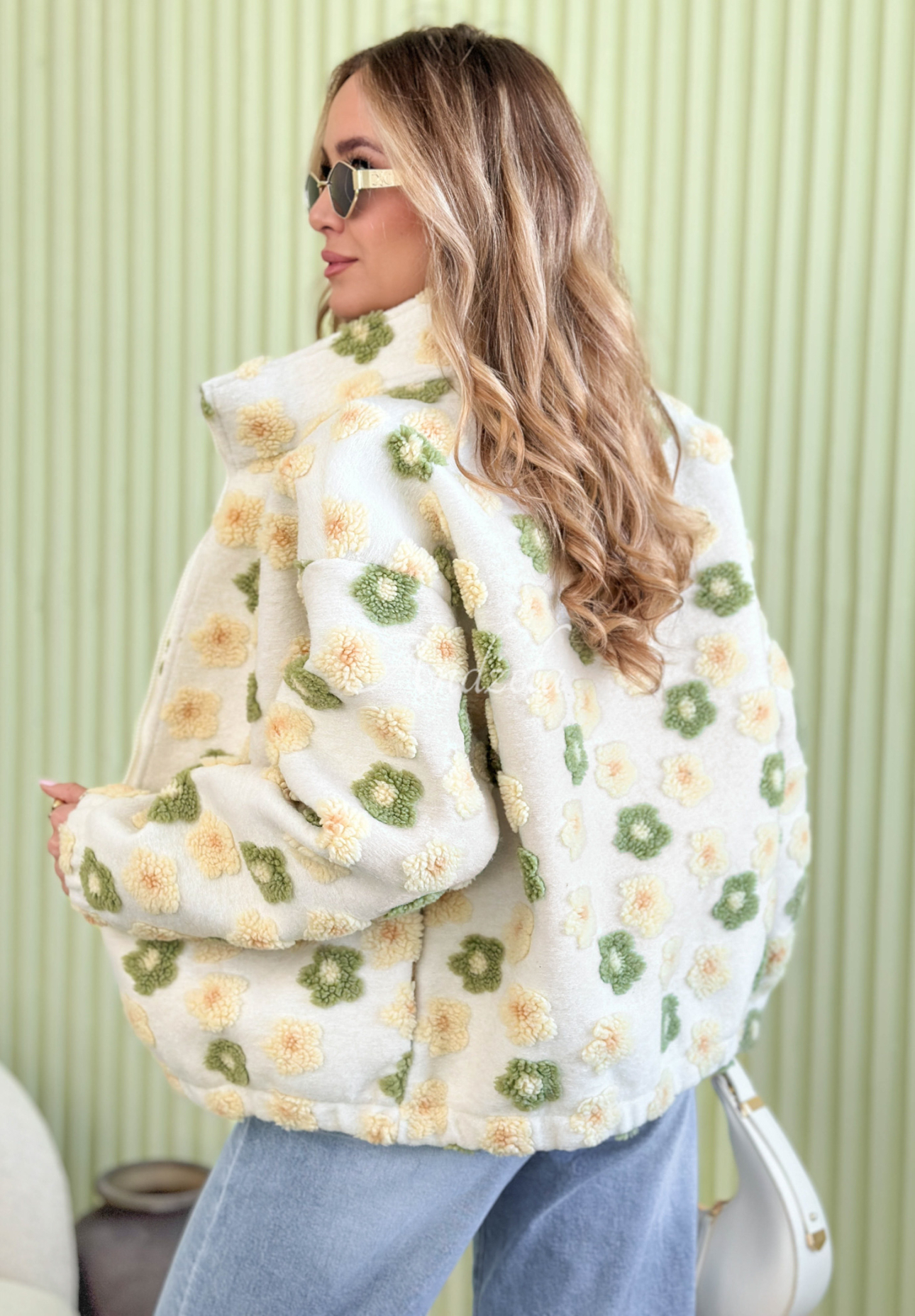 Kvetinová bunda so stojačikom Garden Of Flowers béžovo-zelená