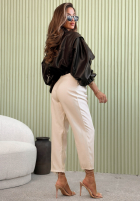 Eleganckie Nohavice wide leg z paskiem Begin Doing ecru