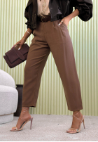 Eleganckie Nohavice wide leg z paskiem Begin Doing čokoládové
