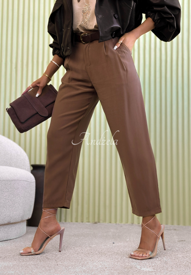 Elegantn&eacute; nohavice mom fit z visk&oacute;zy s opaskom Never Limit Yourslef ťavie