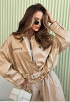 Krátka skórzana Bunda Well Go Then béžová