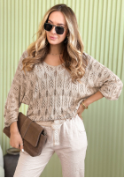 Dlhý ażurowy Sveter My Own Joy béžový