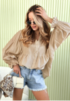 Lekka Košeľa z bufiastymi rękawami Spring Poems béžová