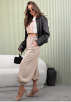 látkové Nohavice joggery z gumką pasu Cosima Mokka