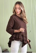 Asymetryczna Blúzka longsleeve z falbankami Ruffle Lady ecru