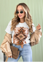 Tričko z nadrukiem Aztec Biela