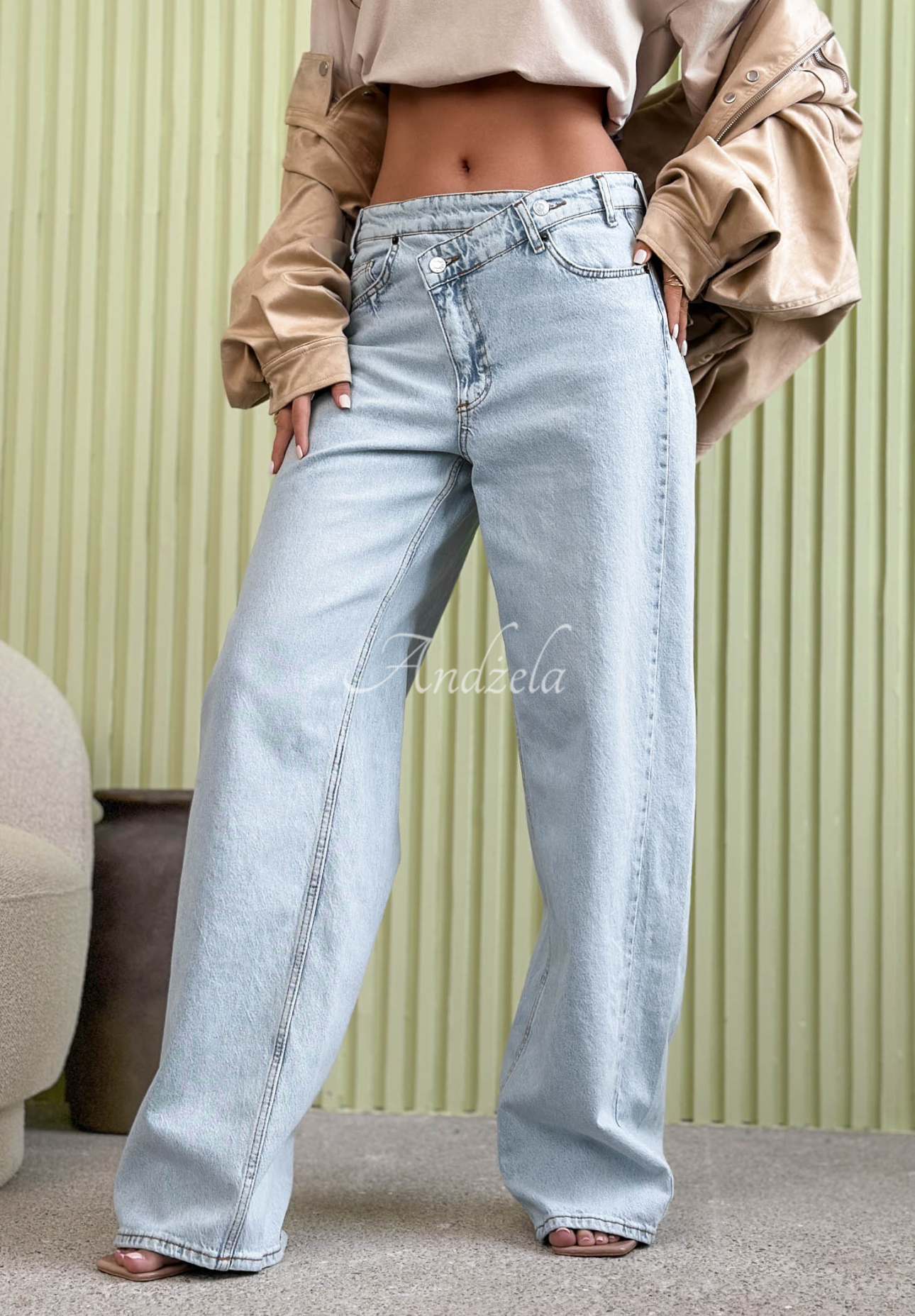 Džínsy wide leg Amparo svetlomodré