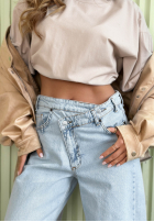 Nohavice džínosové wide leg Amparo svetlomodré