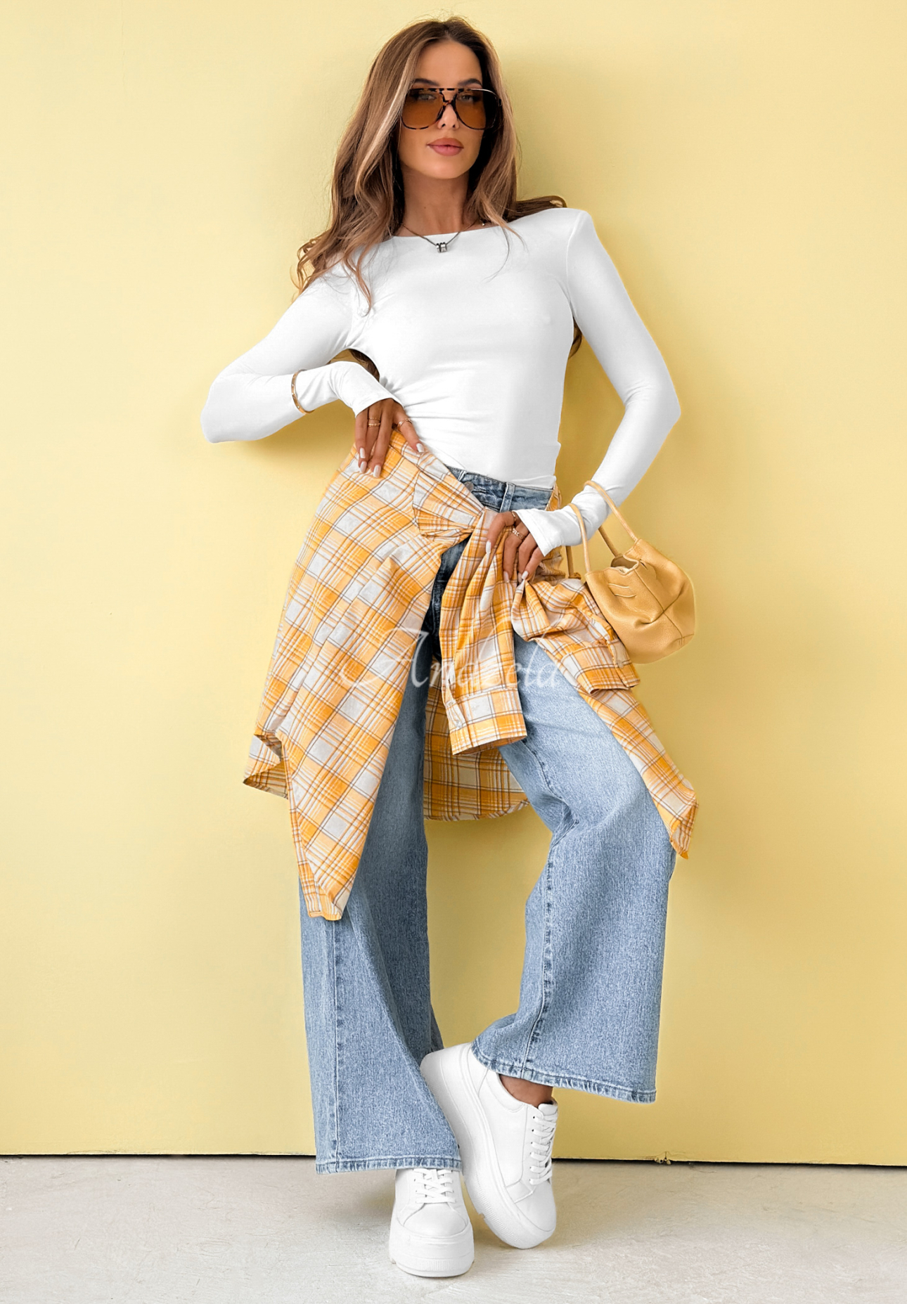 Blúzka longsleeve Basically Fine ecru