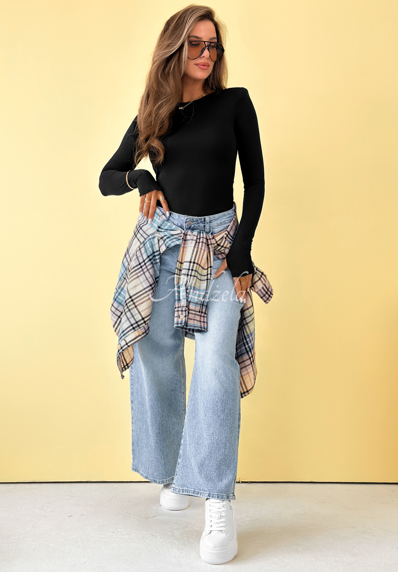 Blúzka longsleeve Basically Fine čierna