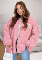 Krátka bunda sherpa kožúšok April Feels púdrovo ružová