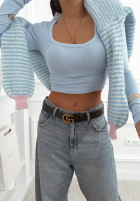 Krátka prążkowana Blúzka z kwadratowym dekoltem Wasn’t Ready žltá