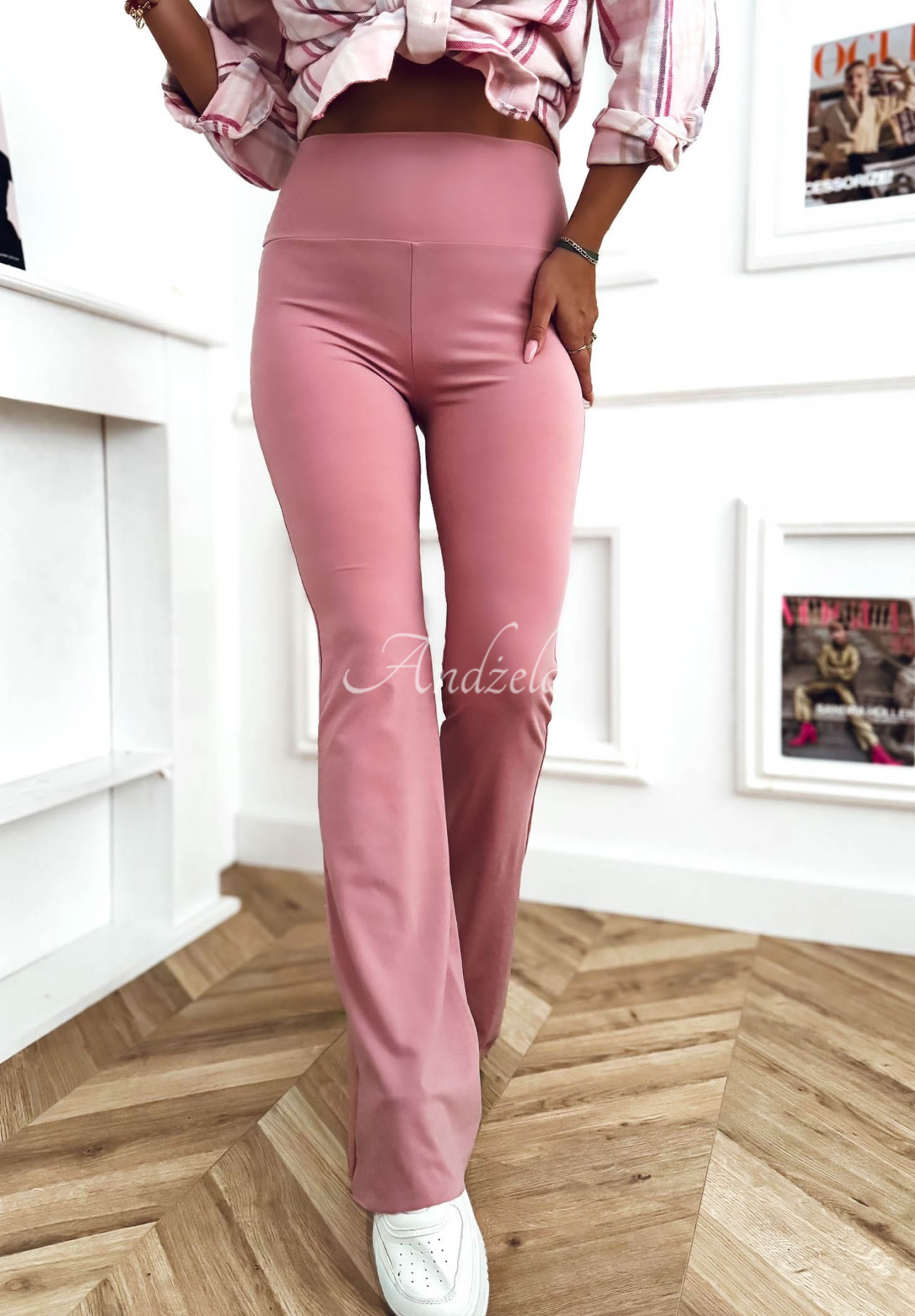 Viskózové rozšírené legíny Can’t Stop púdrovo ružová