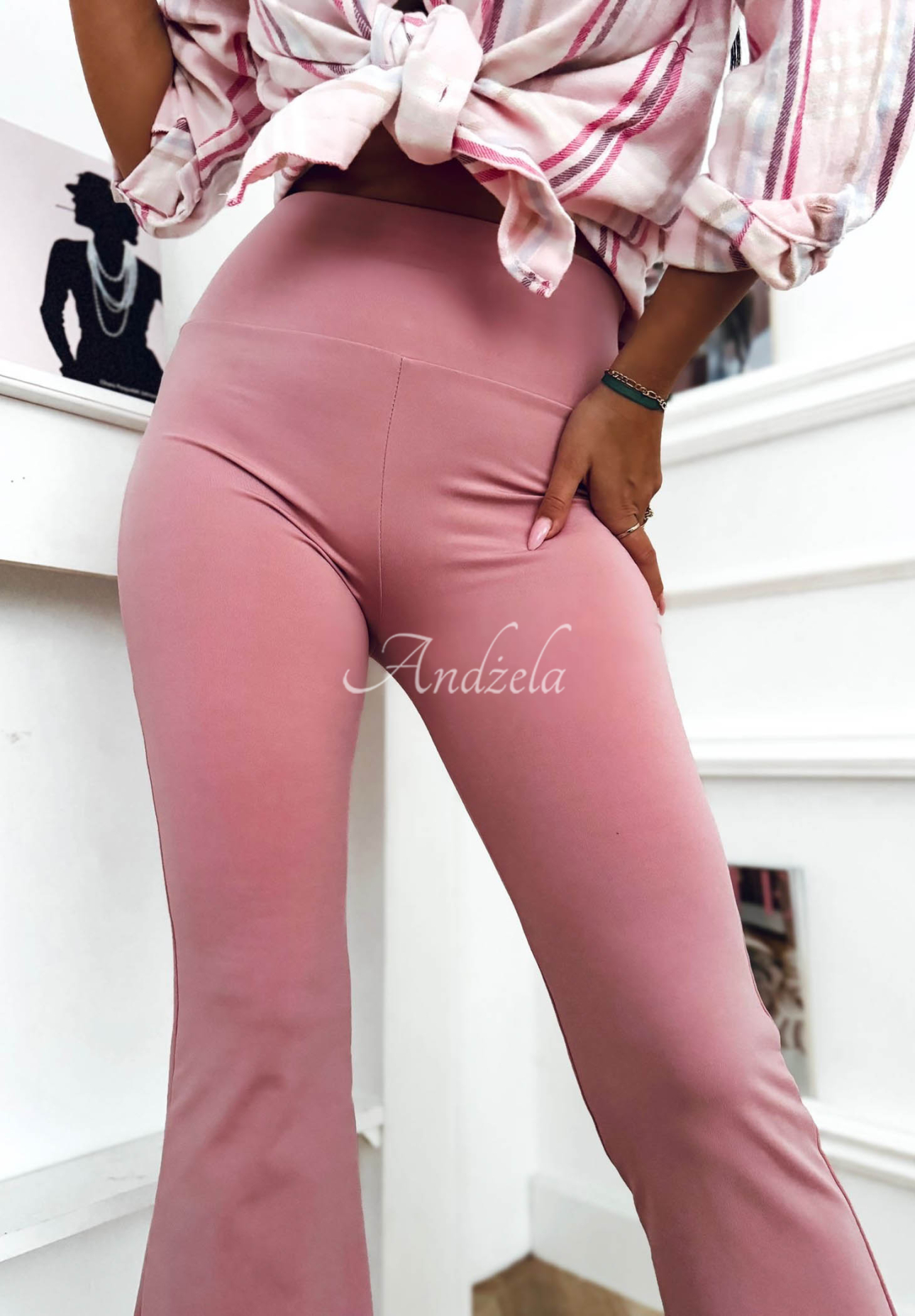 Viskózové rozšírené legíny Can’t Stop púdrovo ružová