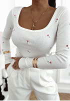 Prążkowana Blúzka w kwiaty Rosalie béžová