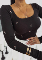 Prążkowana Blúzka w kwiaty Rosalie béžová