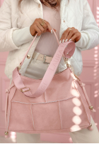 Zamszowa Kabelka z ozdobnymi przeszyciami Everyday Smile blankytná