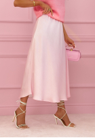 Satynowa Sukňa  maxi Sabina púdrovo ružová