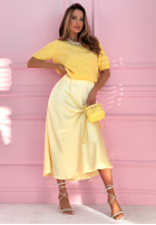 Satynowa Sukňa  maxi Sabina púdrovo ružová