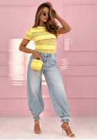 Koronkowa Blúzka z krótkimi rękawami Secret Reverie blankytná