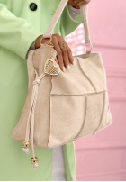 Zamszowa Kabelka z ozdobnymi przeszyciami Everyday Smile blankytná