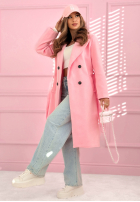 Dlhý Kabát z kołnierzem We Both Know ružový