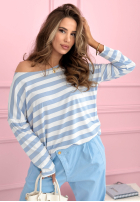 Tričko w paski Only Stripes biało-blankytný