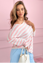 Tričko w paski Only Stripes biało-ružový