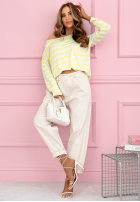 Tričko w paski Only Stripes biało-žltá