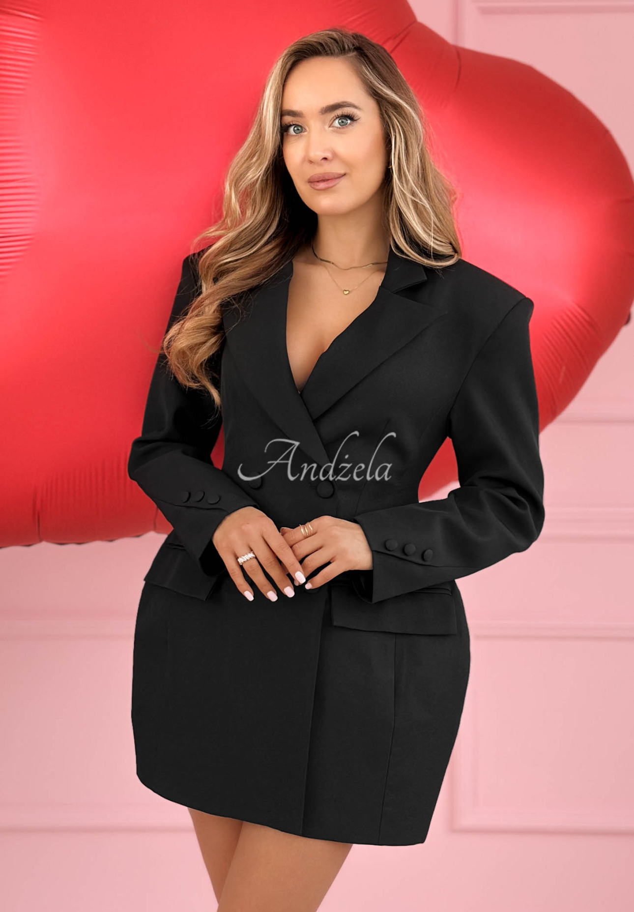 Mini šaty v štýle saka s bavlnou Evangeline čierna