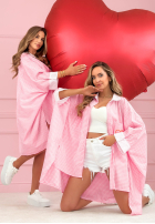 Asymetryczna Košeľa oversize w kratę Alexandra ružová