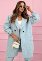 Dlhý Kabát kożuszek z kołnierzem Create The Impossible púdrovo ružová