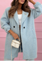 Dlhý Kabát kożuszek z kołnierzem Create The Impossible púdrovo ružová