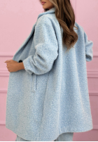 Dlhý Kabát kożuszek z kołnierzem Create The Impossible púdrovo ružová