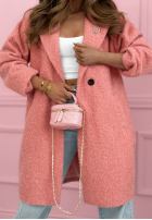 Dlhý Kabát kożuszek z kołnierzem Create The Impossible púdrovo ružová