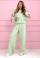 Tepláková súprava Mikina i Nohavice masełko z kwiecistymi rękawami Just One Look ružový 1