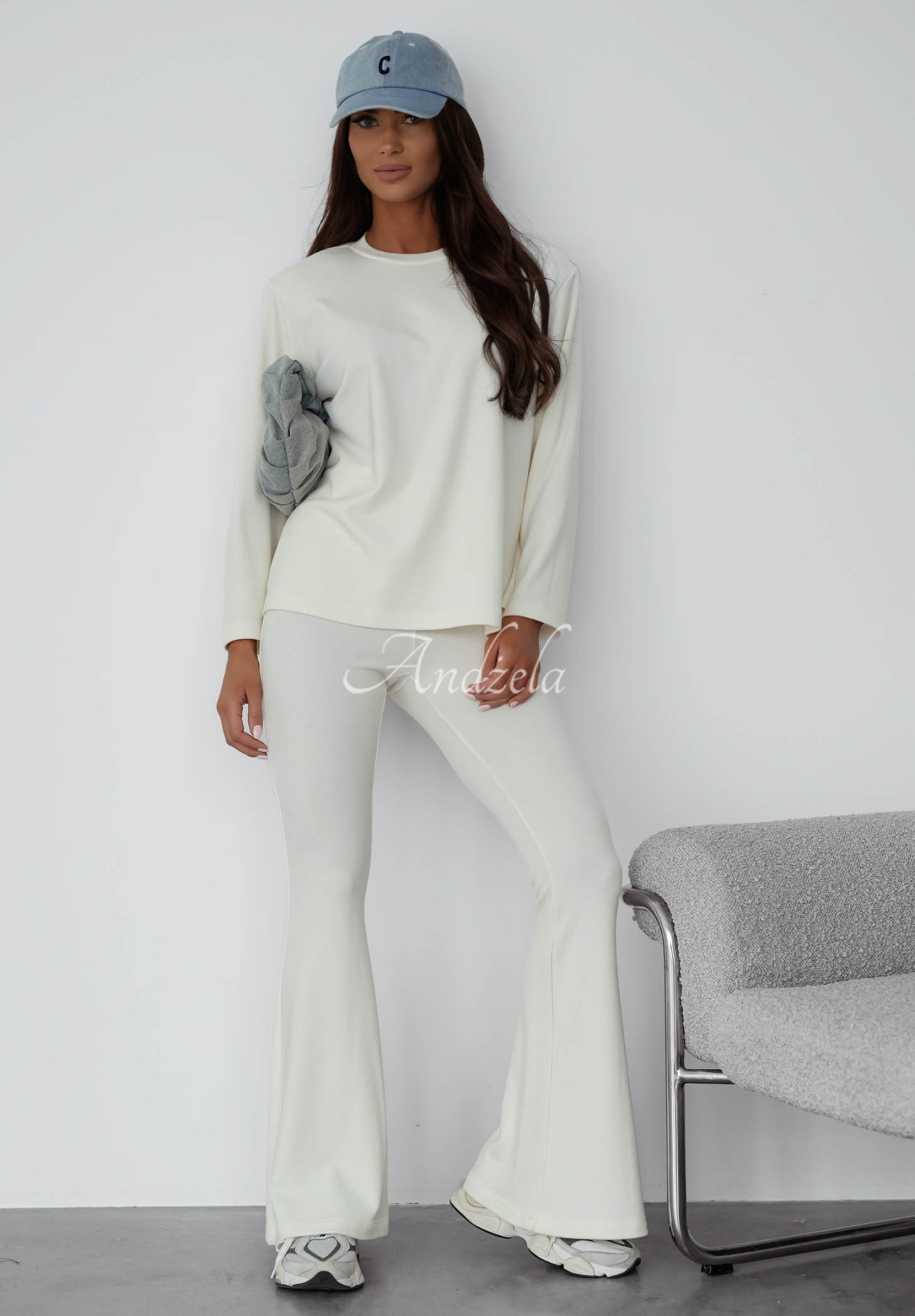 Bavlnená blúzka s dlhým rukávom Nicole ecru