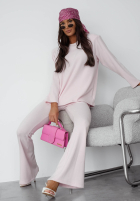 Bawełniany Tepláková súprava Mikina i Nohavice dzwony Nicole ecru