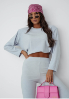 Bawełniany Tepláková súprava Mikina i Nohavice dzwony Nicole ecru