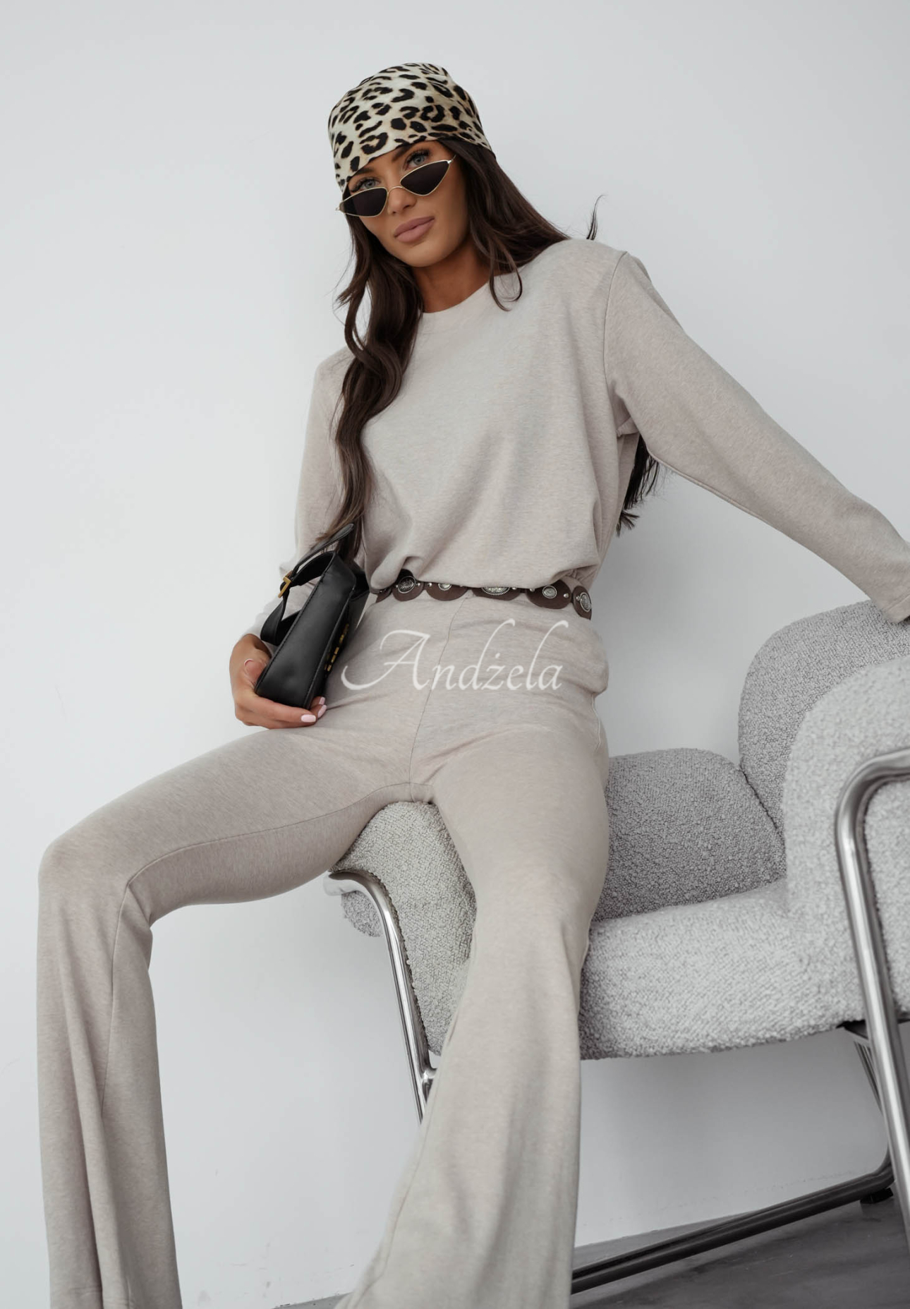 Bavlnená blúzka s dlhým rukávom Nicole béžová