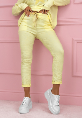 Visk&oacute;zov&eacute; nohavice s p&aacute;smi The Spring Begins žlt&eacute;