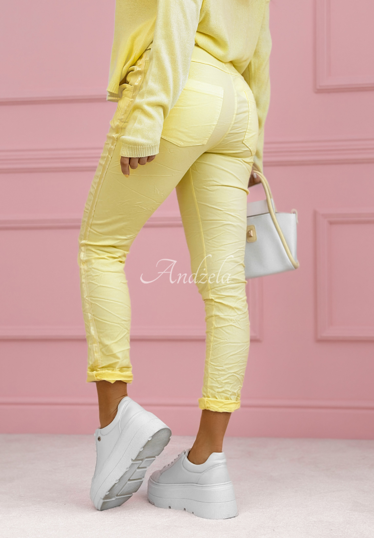 Viskózové nohavice s pásmi The Spring Begins žlté